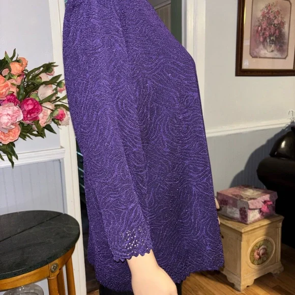 Rebecca Malone Plus Size Purple Shimmer Top 1X - Picture 5 of 7